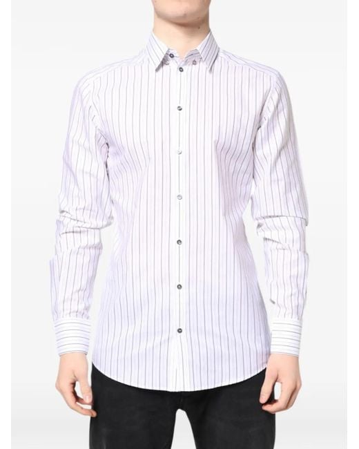 Dolce & Gabbana White Striped Shirt for men