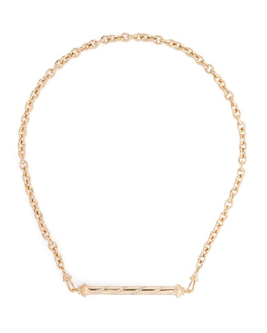 Marie Lichtenberg White 18Kt Candy Cane Pendant On Rosa Classic Chain 37Cm Necklace