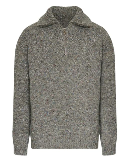 Maison Margiela Gespikkelde Trui Met Halve Rits in het Gray voor heren