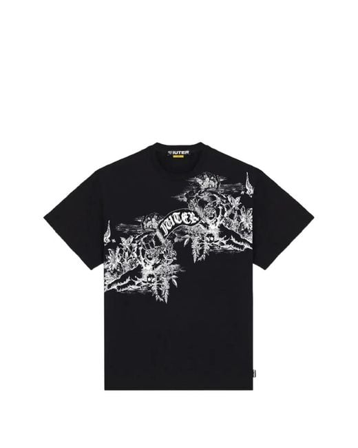 Iuter Black Paradise Print T-Shirt for men
