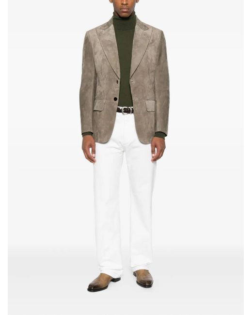 Tom Ford Brown Single-Breasted Suede Blazer for men