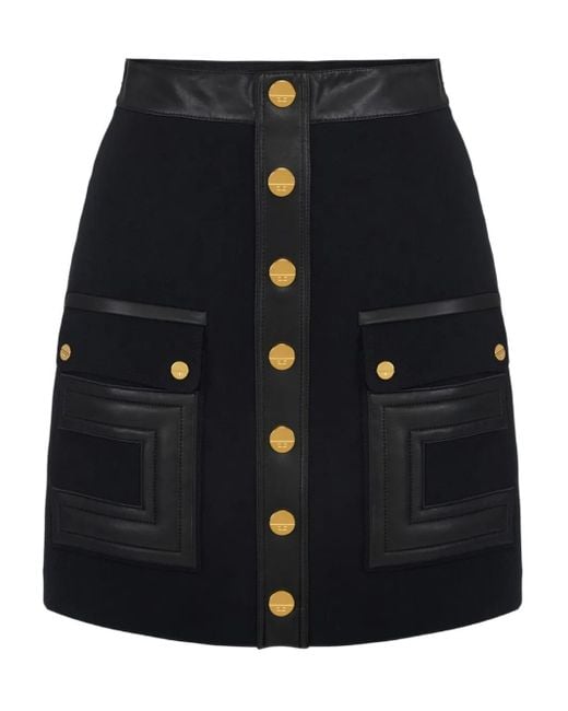 Elisabetta Franchi Blue Button-Embellished Mini Skirt