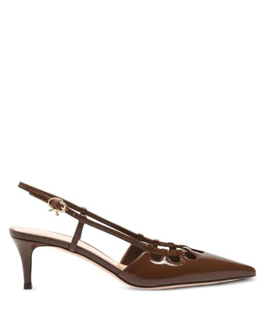 Gianvito Rossi Brown 55Mm Eloise Cut-Out Heeled Pumps