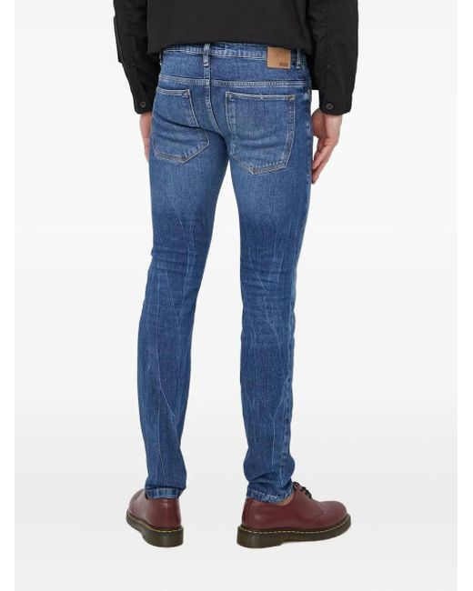 Drykorn Blue Leather-Patch Jeans for men