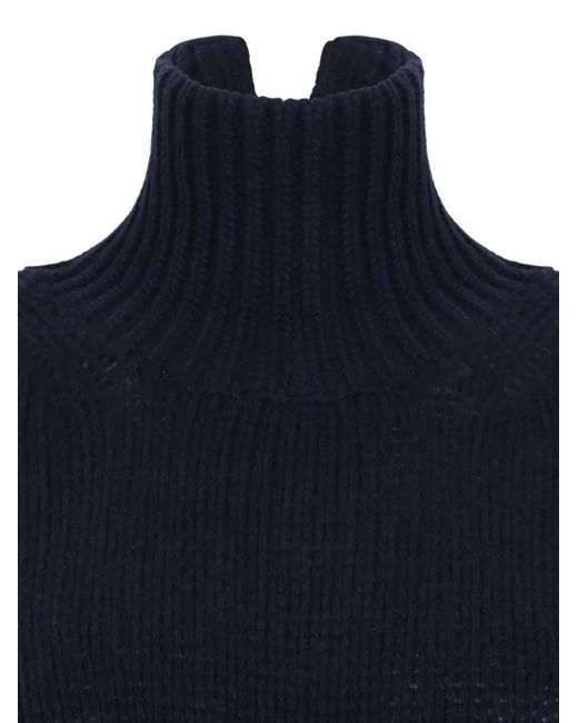 Douuod Blue High-Neck Sweater