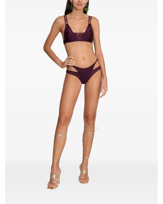 Amir Slama Purple X Tati Barbieri Mesh-Panelled Cut-Out Bikini