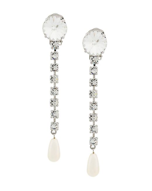 Miu Miu Metallic Crystal Pearl Drop Earrings