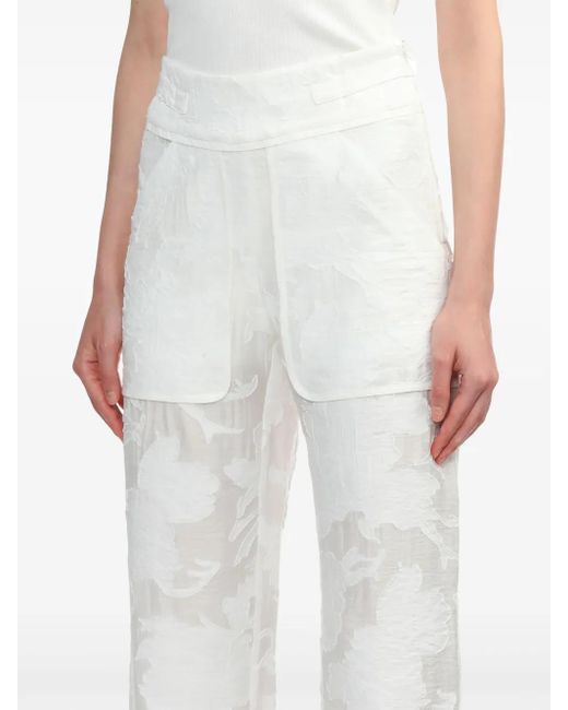 IRO White Embroidered Long-Leg Trousers