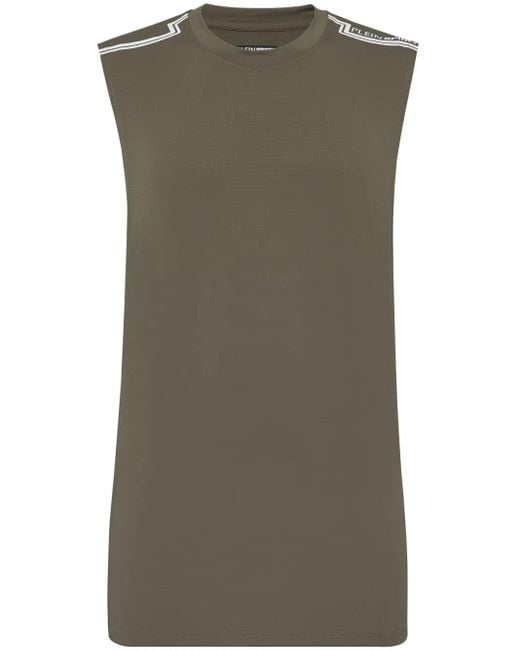 Philipp Plein Green Round-Neck Sleeveless T-Shirt for men