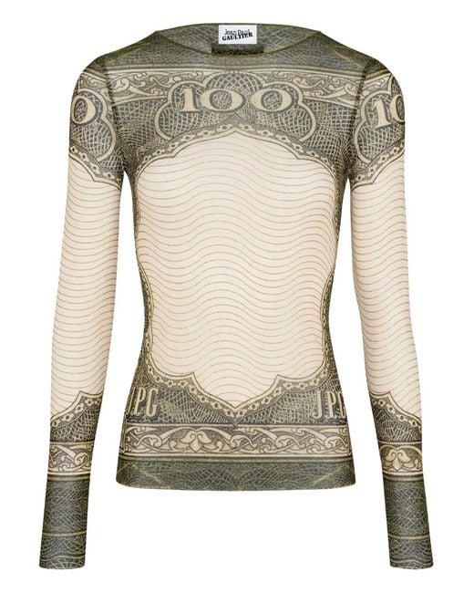 Jean Paul Gaultier Green Long-Sleeve Printed Top
