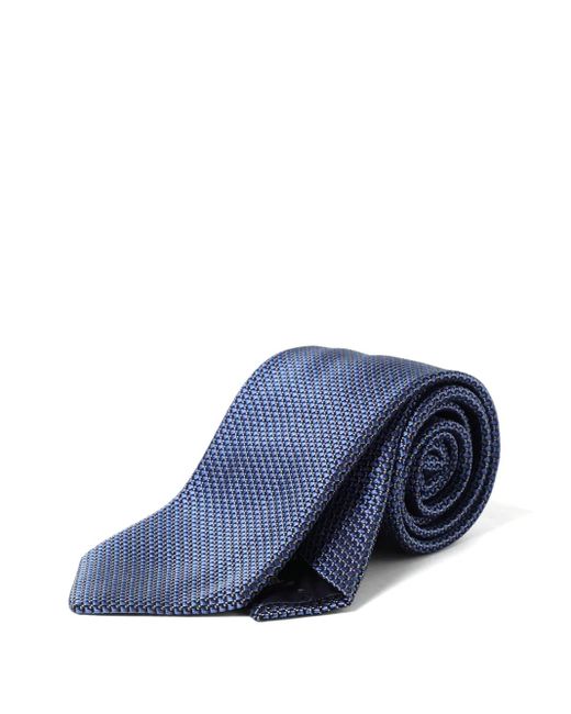 メンズ Emporio Armani パターンジャカード ネクタイ Blue