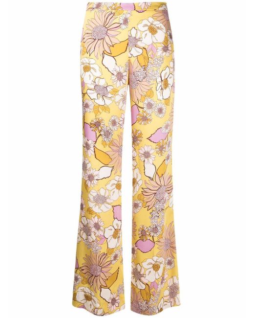 Pantalon droit à fleurs Sandro en coloris Jaune | Lyst