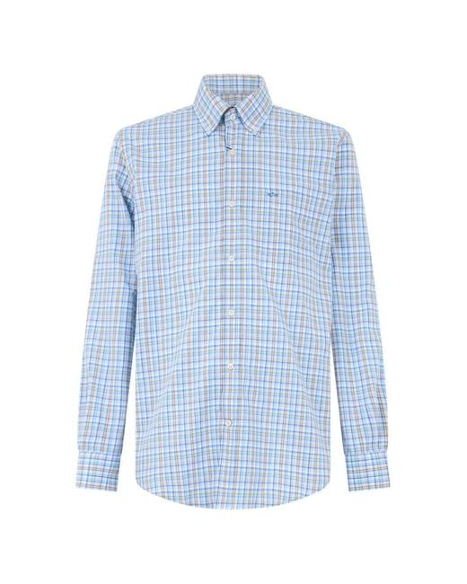 Paul & Shark Blue Check-Pattern Button-Down Shirt for men