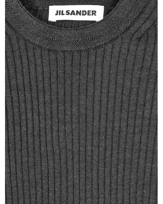 Jil Sander Gray Lightweight Wool Blend Sweater