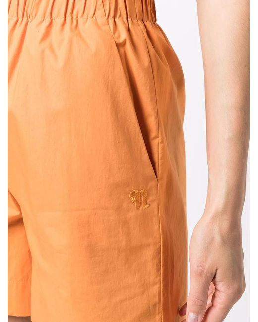 Nanushka Orange Short En Coton À Taille Élastiquée