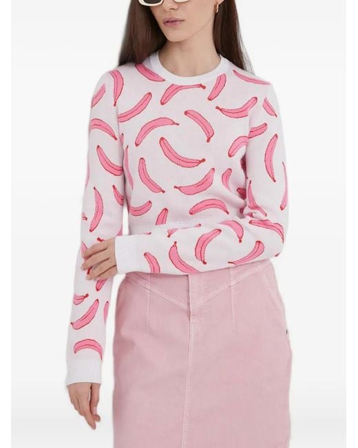 Benetton Pink Banana-Print Intarsia Sweater