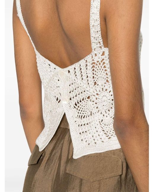 Forte Forte White Cropped Crochet Top