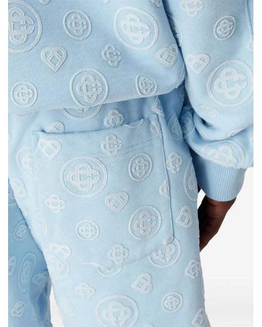 Casablanca Blue Monogram-Embroidered Shorts for men