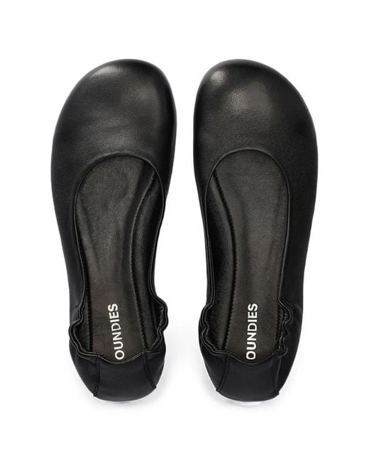 Groundies Black Elasticated Leather Ballet Flats