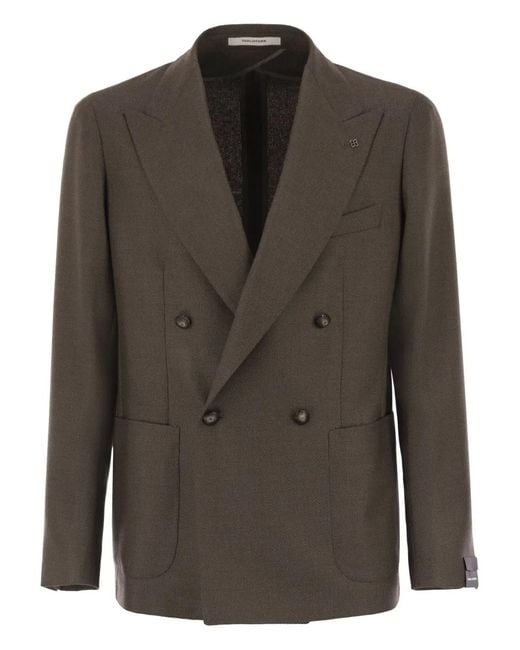 Tagliatore Green Double-Breasted Patch-Pocket Blazer for men