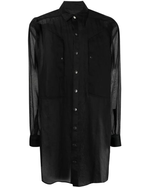 Rick Owens Black Jumbo Fogpocket Semi-Sheer Shirt for men