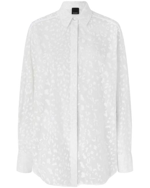 Pinko White Leopard Print Long Sleeve Shirt
