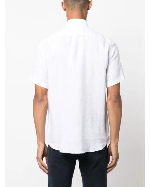 Paul & Shark White Short-Sleeved Linen Shirt for men