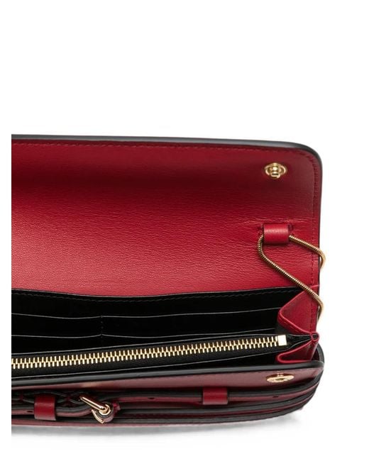 Moschino Red Buckle-Detail Chain-Strap Wallet
