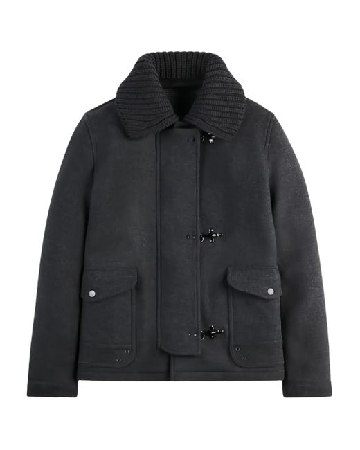 Fay Black Knitted-Collar Jacket