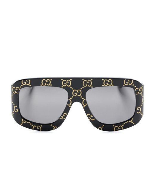 Gucci Gray GG Street Pilot-frame Sunglasses