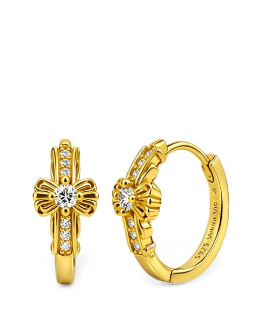 Velora Vie Metallic Celestine Cross-Motif Earrings