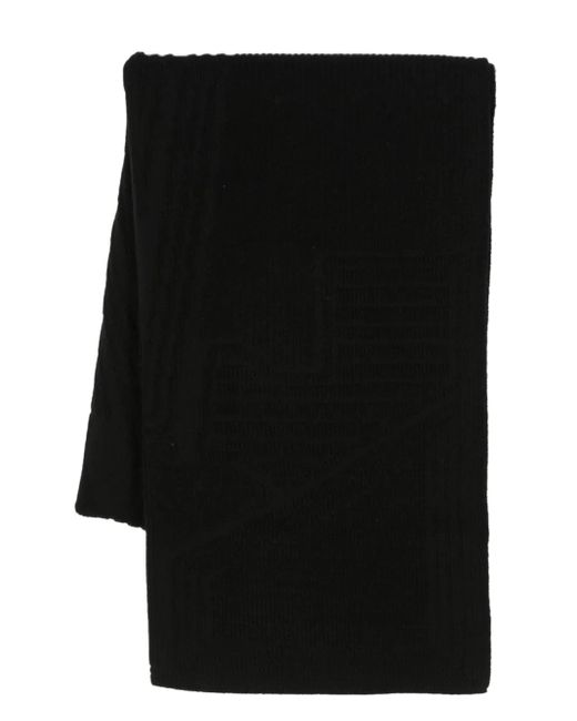 Y-3 Black Engineered Logo-Debossed Scarf