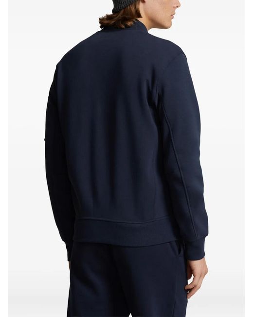 Polo Ralph Lauren Blue Zip-Up Embroidered Bomber-Style Sweatshirt for men