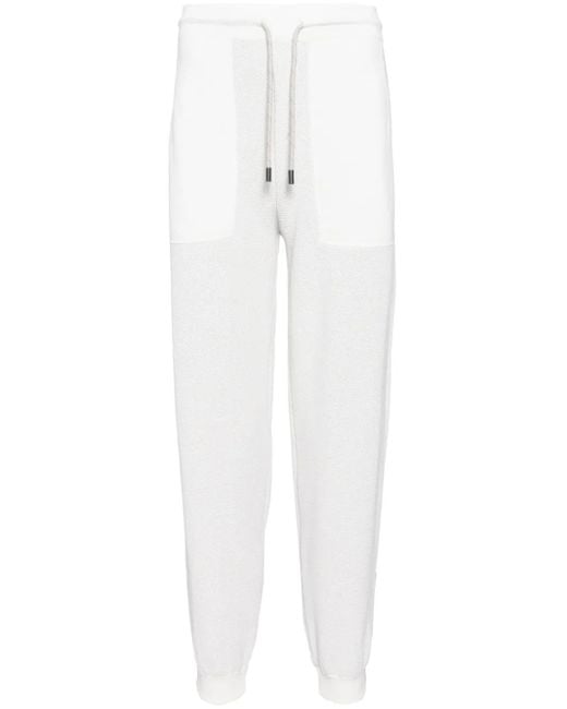 Sease White Honeycomb Knit Track Pants for men