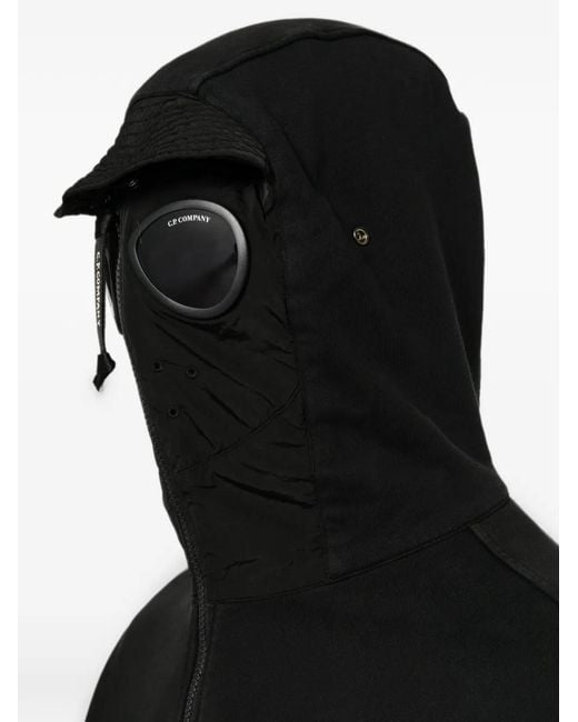 C P Company Black Goggle-Detail Zip-Up Sweatshirt for men