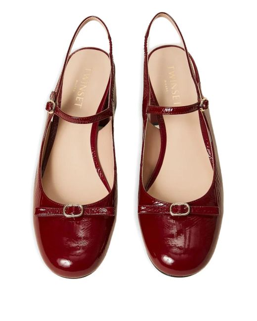 Twinset 50 Mm Pumps Van Kalfsleer Met Strik in het Red