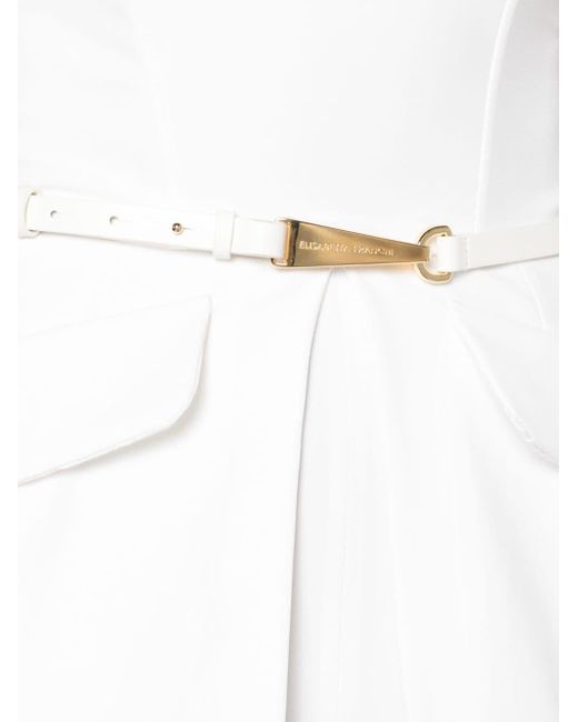 Elisabetta Franchi White Belted Strapless Jumpsuit