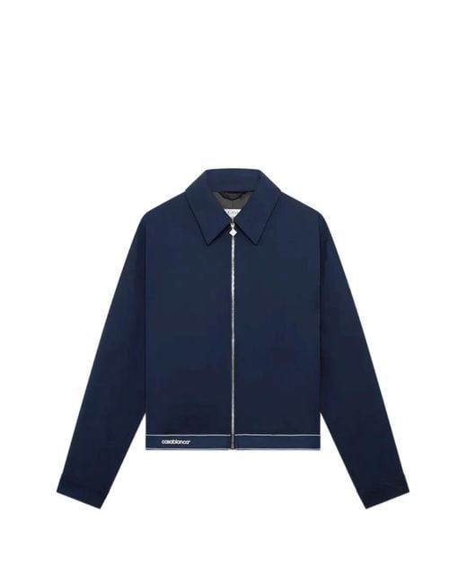 Casablanca Blue Logo-Trim Shirt Jacket for men