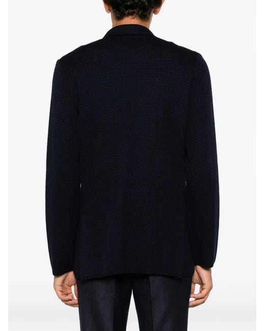 Lardini Black Double-Breasted Knit Blazer for men