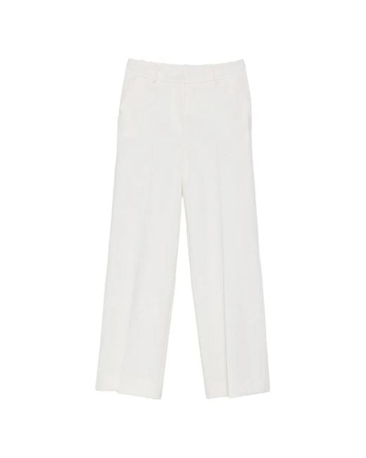 P.A.R.O.S.H. White Pressed-Crease Wide-Leg Trousers