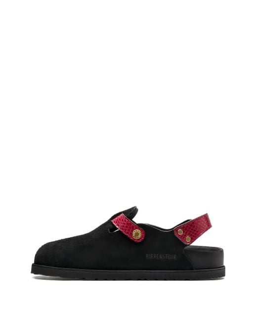 Birkenstock Black Snakeskin-Effect Buckle Mules for men