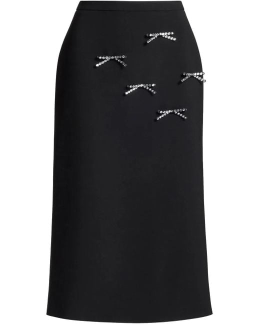 Elie Saab Black Bow-Detail Midi Skirt