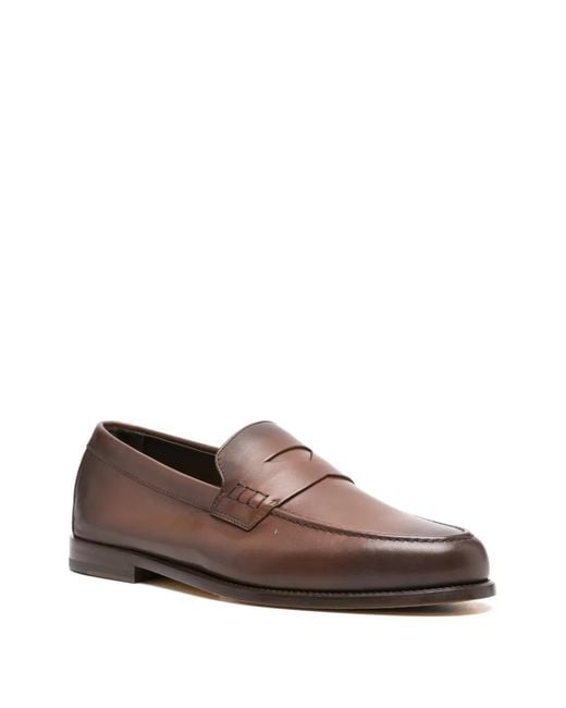 Doucal's Brown Leather Loafers for men