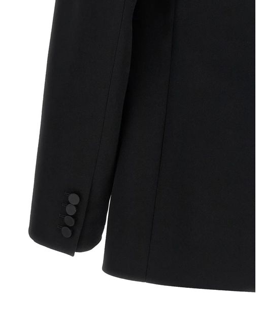 Saint Laurent Black Grain De Poudre Wool Blazer for men