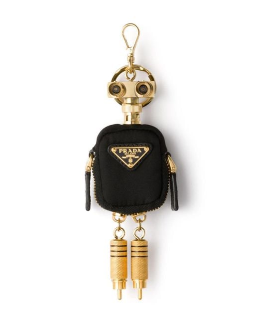 Prada Robot Charm Keychain in Metallic Lyst