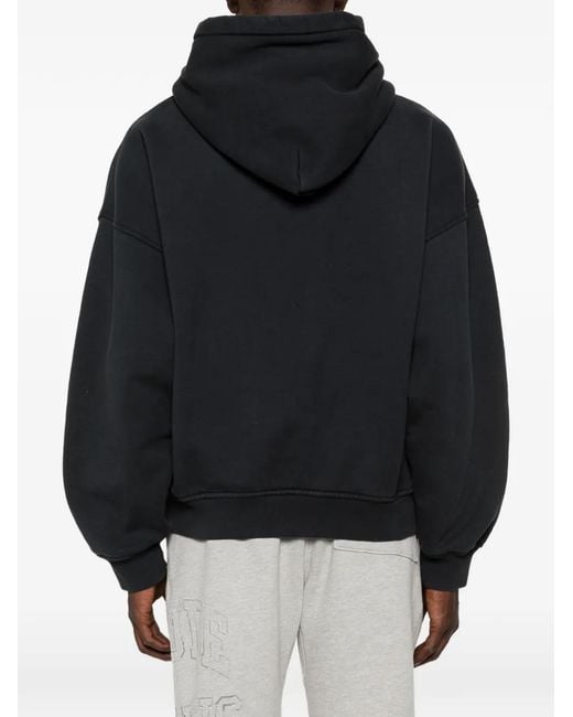 Rhude Black Logo-Print Pouch-Pocket Hoodie for men