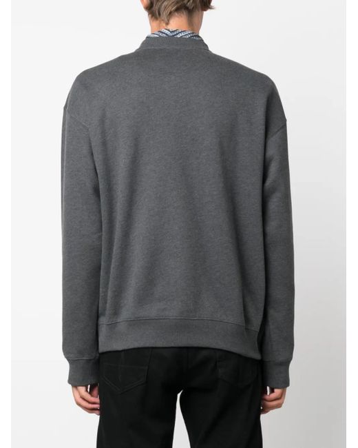 Versace Gray Logo-Patch Cotton Sweatshirt for men