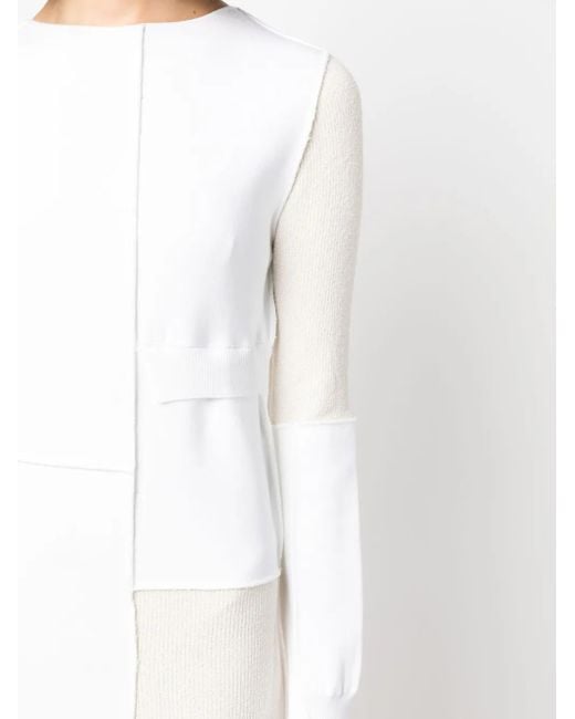 MM6 by Maison Margiela White Colour-Block Exposed-Seam Midi Dress