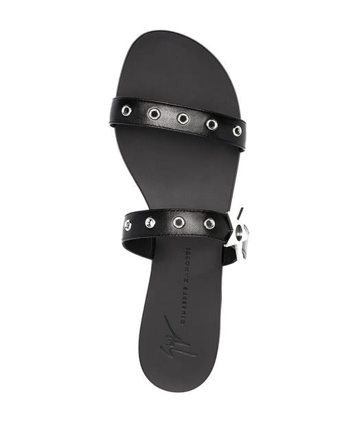 Giuseppe Zanotti Black Star-Embellishment Flat Sandals