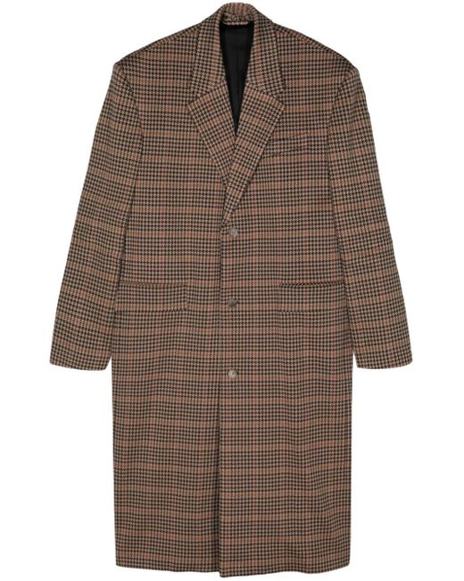 Manteau boutonné à motif pied-de-poule Balenciaga en coloris Brown